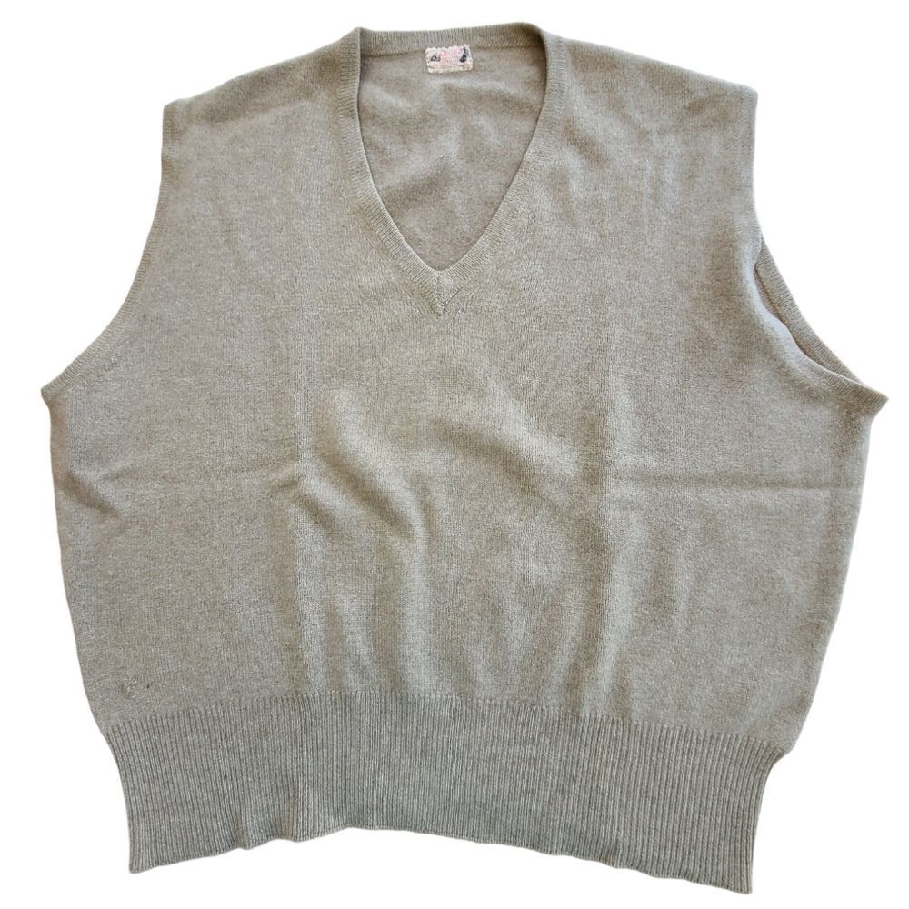Vintage Cashmere sweater vest, Jaeger London, oatmeal color, men's XL